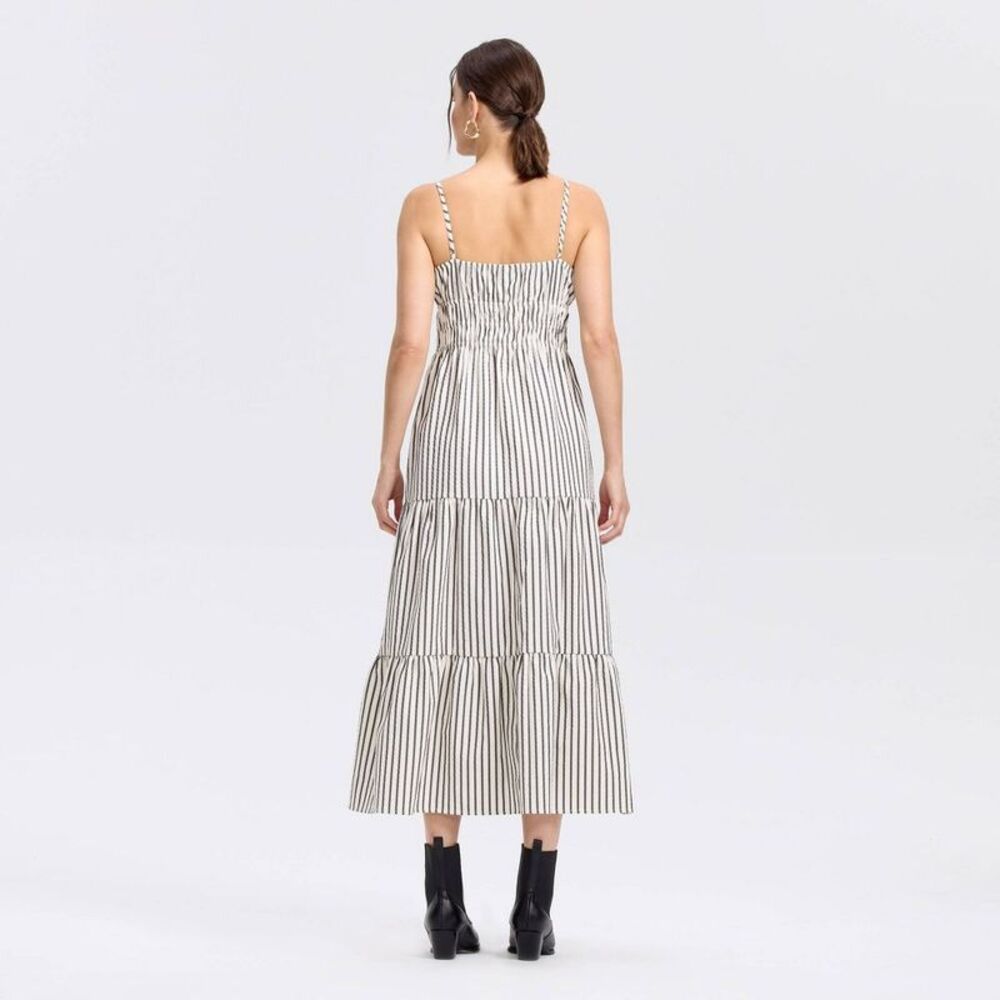 Women's Sleeveless Midi A-Line Dress - Universal Thread White/Black Striped S - Picture 2 of 3